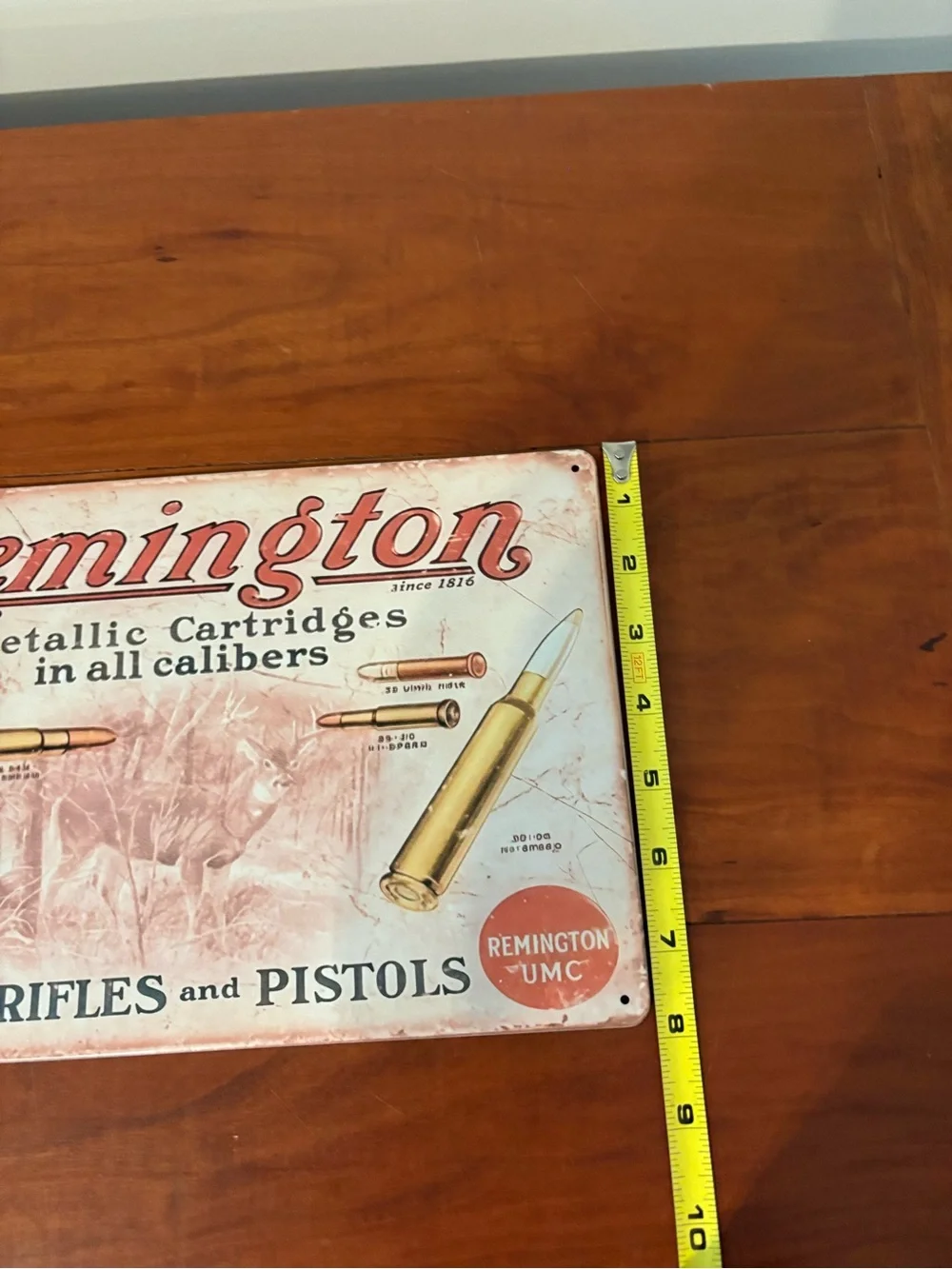 NWOT Remington UMC Metallic Cartridges Tin Sign Hunting Rifle Pistol Decor